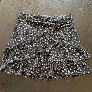 Altar'd State Navy BlueFloral Mini Ruffle Skirt